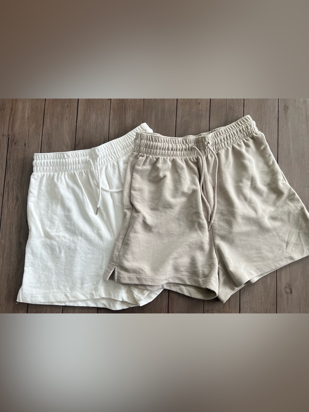 H&M Women's Athletic Lounge Shorts in White and Beige
